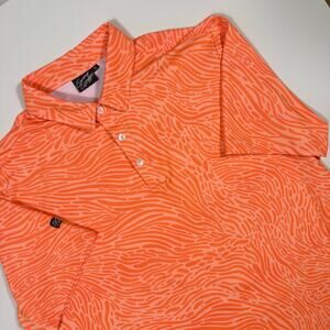 Sunday Swagger Men's 'Crush' Orange Abstract Print Golf Polo - Size XL